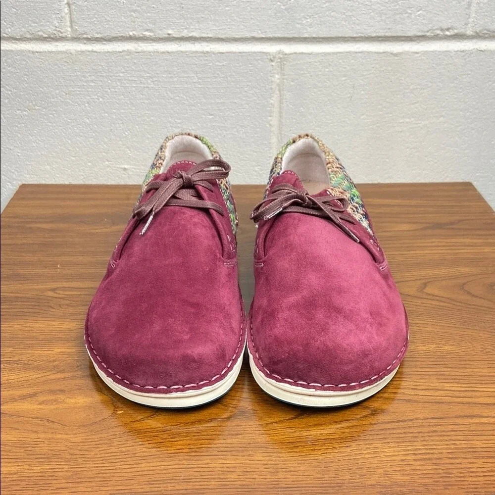 Birkenstock Memphis Burgundy Suede Knit Oxford Shoes Mens 13 EU 46 Narrow 406733